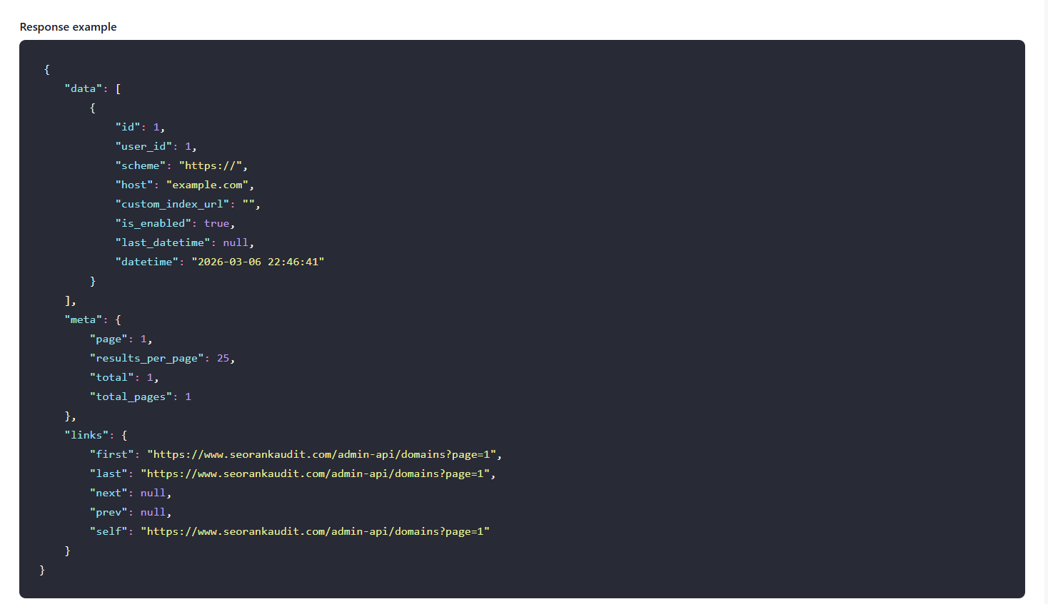 Screenshot of the app API endpoints feature